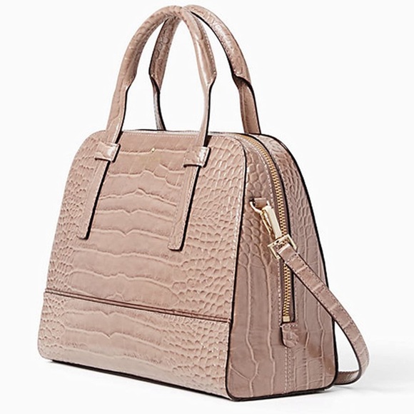 KATE SPADE Crossbody Riverside Street Exotic Small Porcini Leather Satchel NWOT - Picture 11 of 13